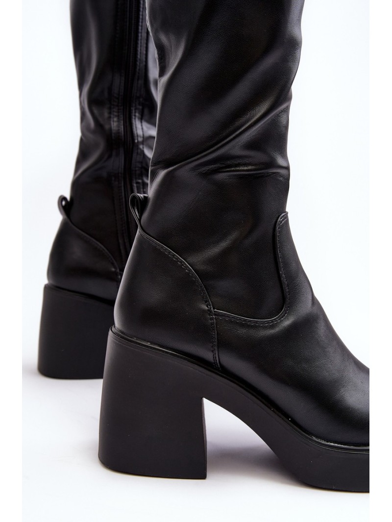 Women's Over-the-Knee Boots on Massive Heel D&A SN622-10 Black