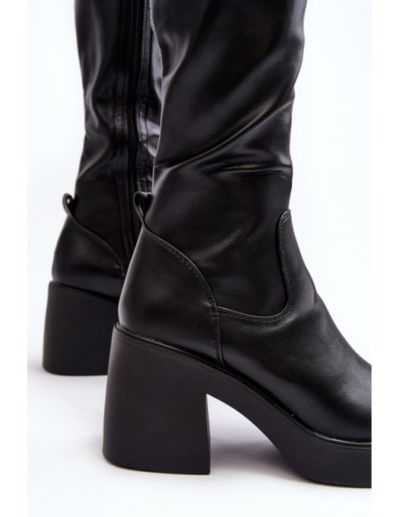Women's Over-the-Knee Boots on Massive Heel D&A SN622-10 Black