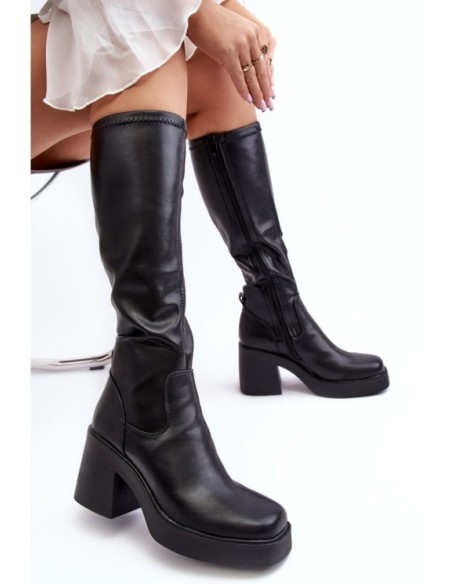 Women's Over-the-Knee Boots on Massive Heel D&A SN622-10 Black