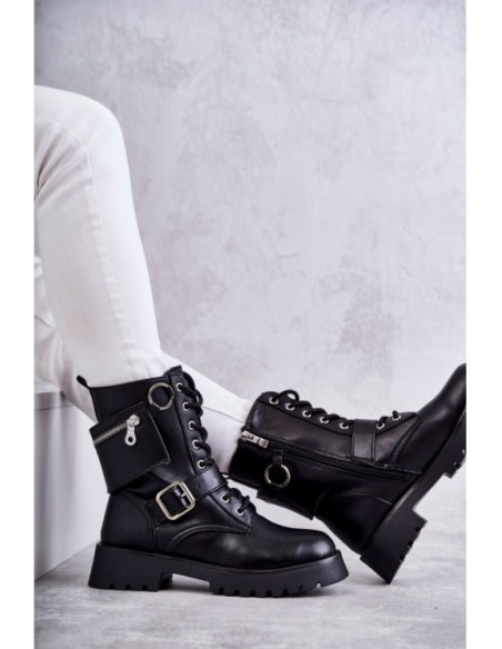 Leather Boots On Flat Heels Black Marlis