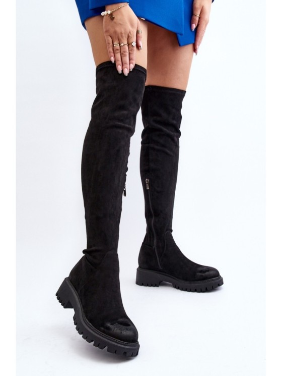 Women's flat heel over-the-knee boots La.Fi 270068B-SU Black 2