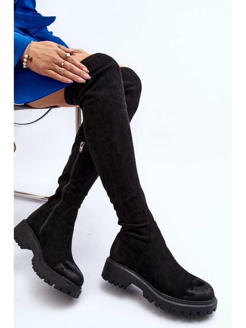 Women's flat heel over-the-knee boots La.Fi 270068B-SU Black