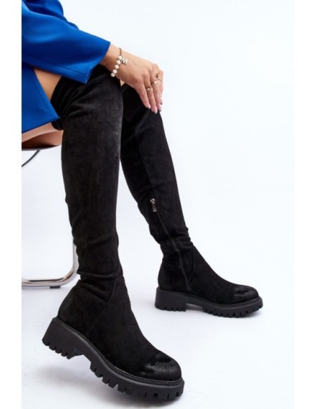 Women's flat heel over-the-knee boots La.Fi 270068B-SU Black
