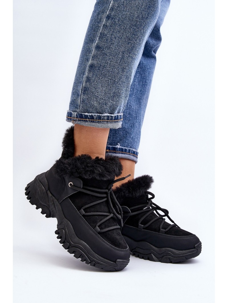Women's Ankle Boots with Fur Lining Black Cresandi