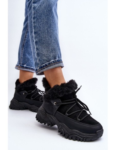 Women's Ankle Boots with Fur Lining Black Cresandi