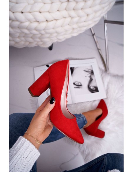 Stiletto Women's Suede Red Florena pumps