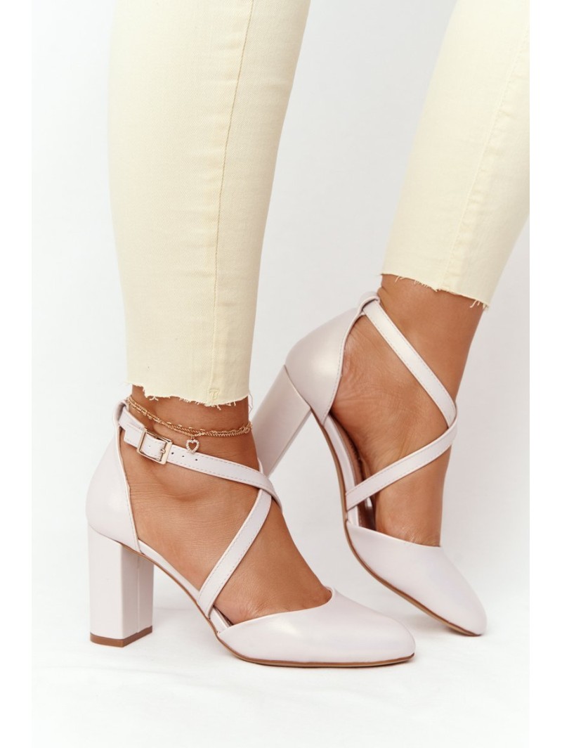 Pearl Pumps On A Block Heel Sergio Leone SK863 Beige