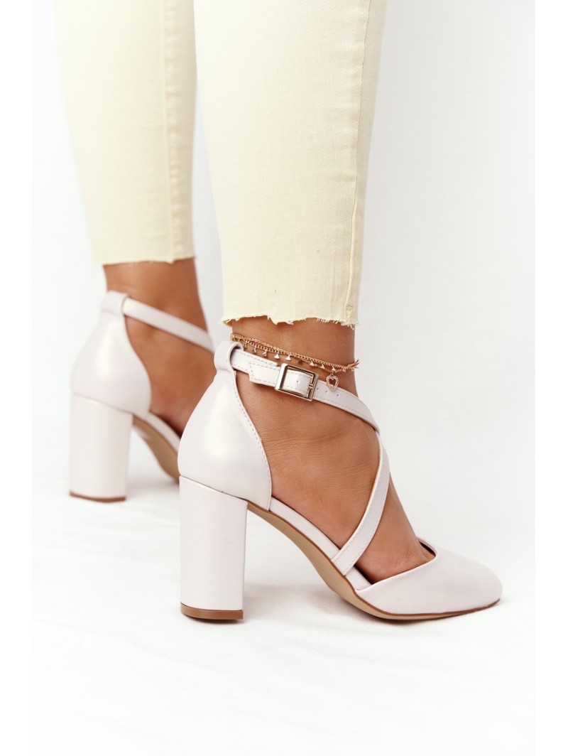Pearl Pumps On A Block Heel Sergio Leone SK863 Beige