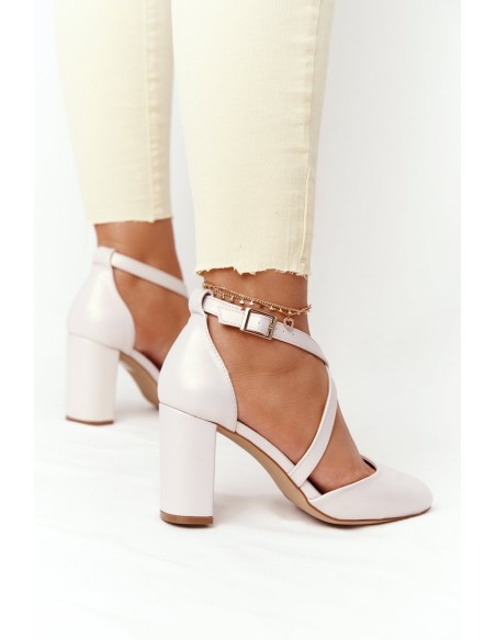 Pearl Pumps On A Block Heel Sergio Leone SK863 Beige