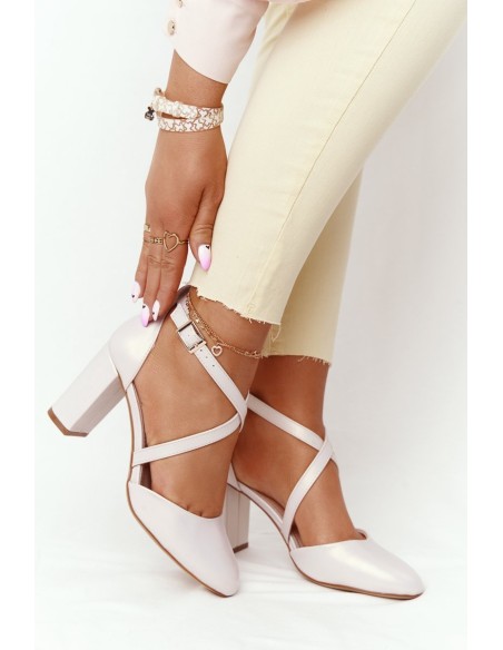 Pearl Pumps On A Block Heel Sergio Leone SK863 Beige