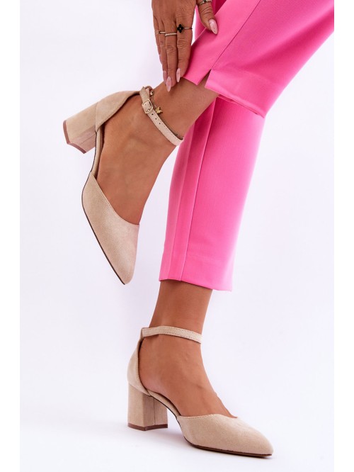 Suede Heel Pumps Beige Promise 2