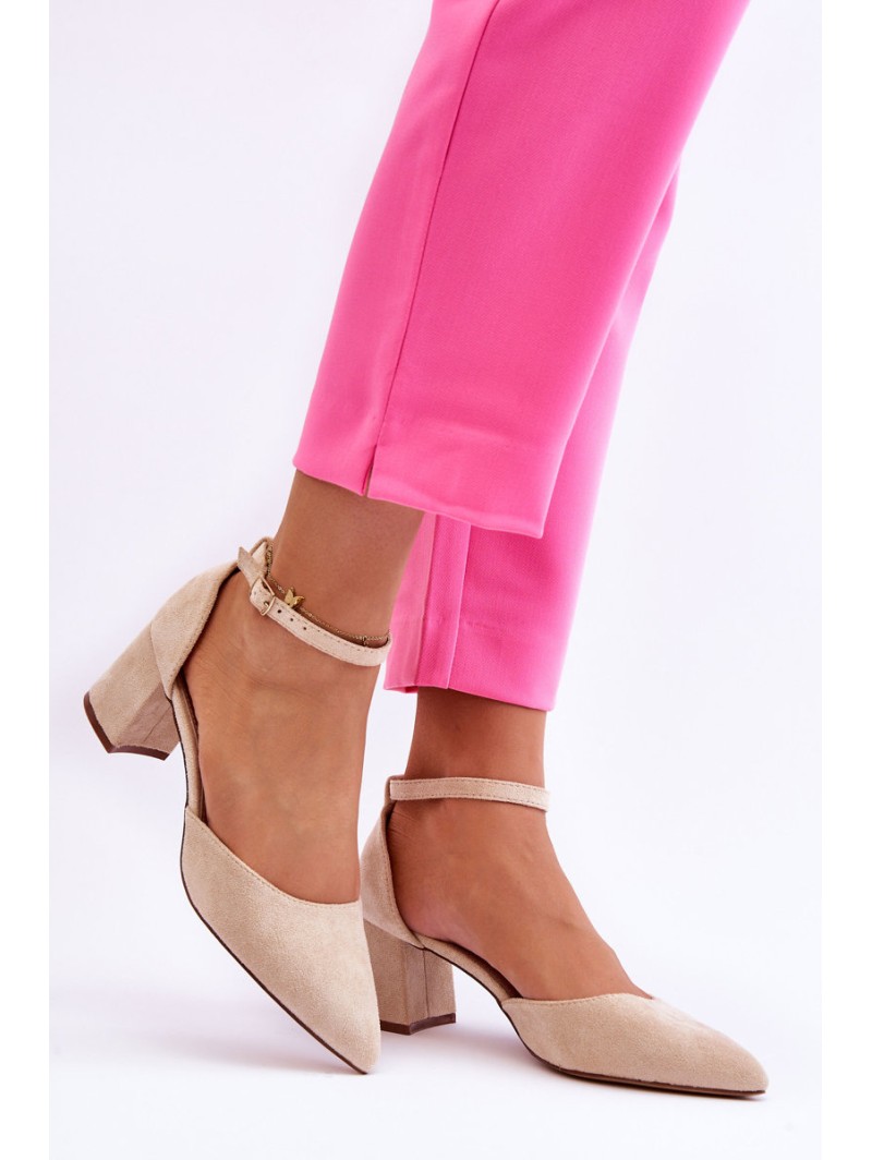 Suede Heel Pumps Beige Promise