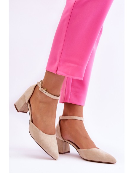 Suede Heel Pumps Beige Promise