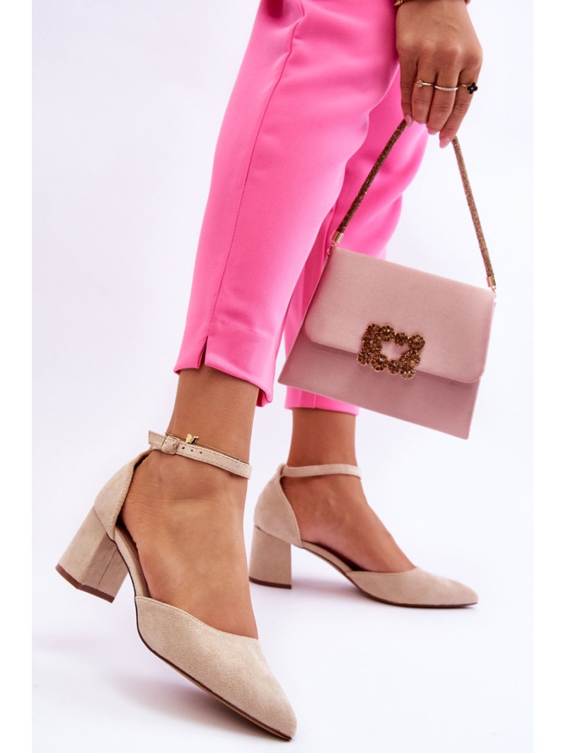 Suede Heel Pumps Beige Promise