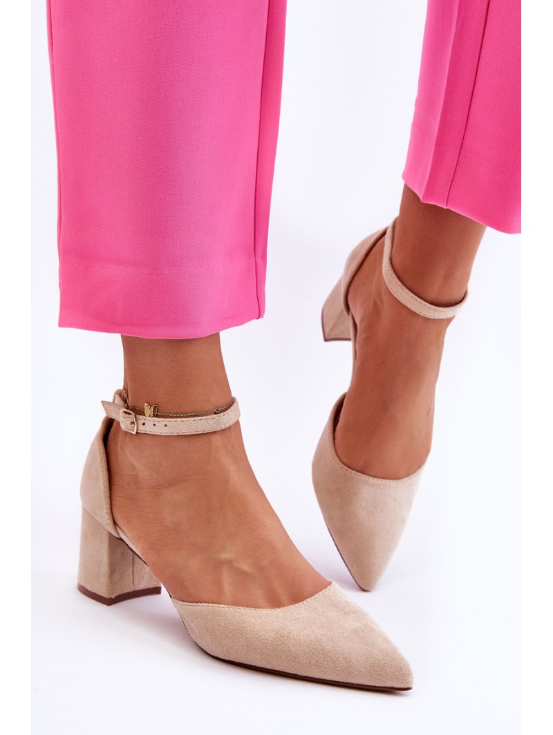 Suede Heel Pumps Beige Promise