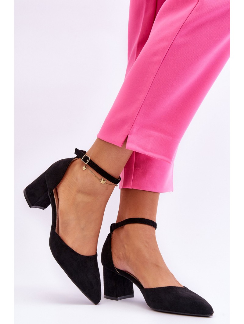 Suede Heel Pumps Black Promise