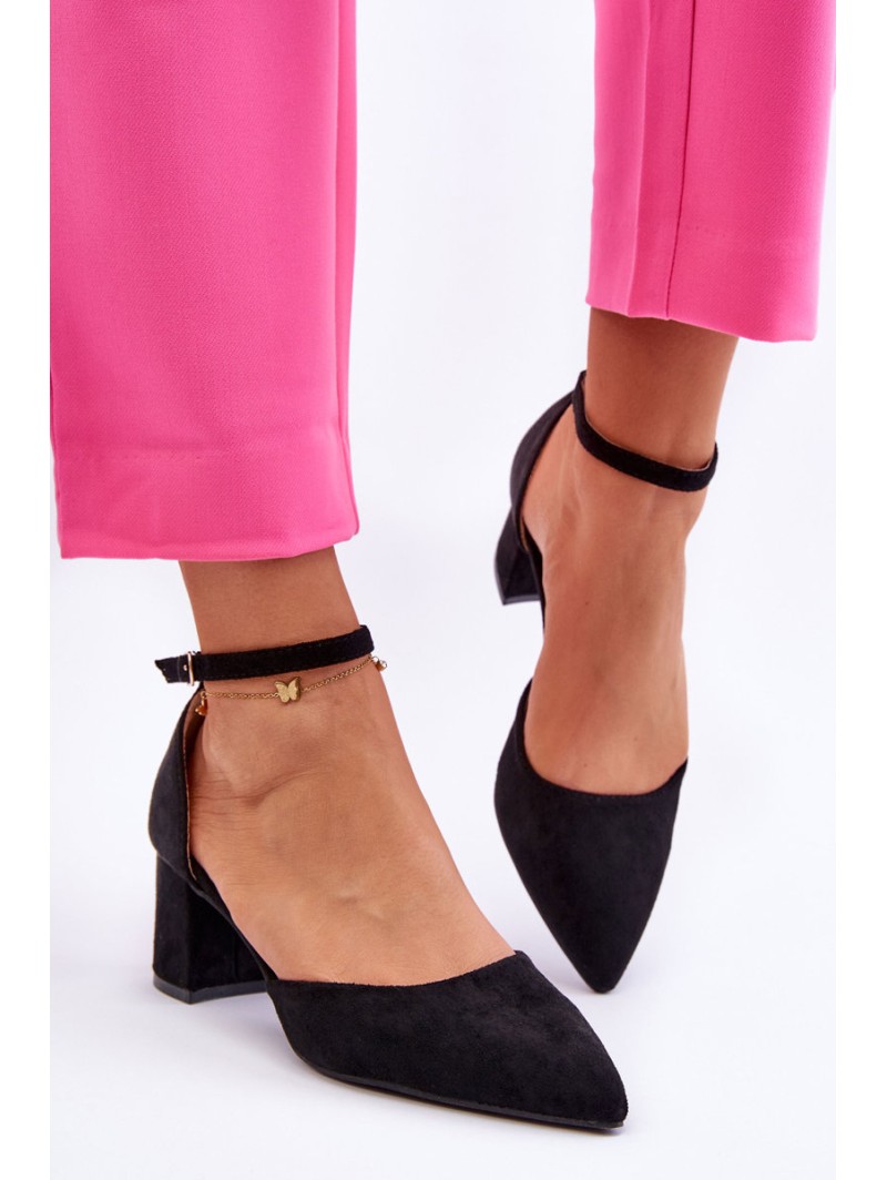 Suede Heel Pumps Black Promise