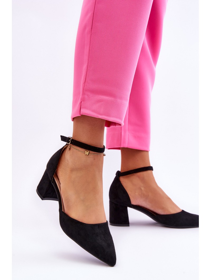 Suede Heel Pumps Black Promise