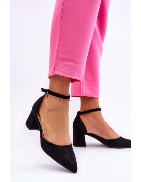 Suede Heel Pumps Black Promise