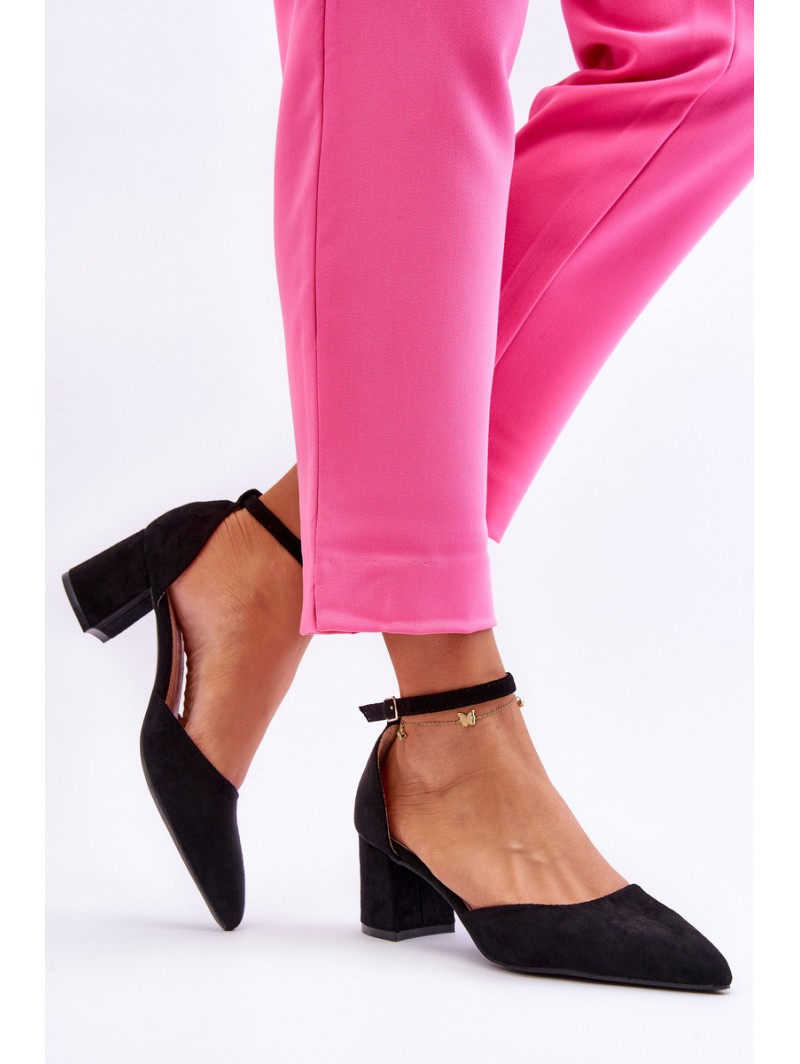 Suede Heel Pumps Black Promise