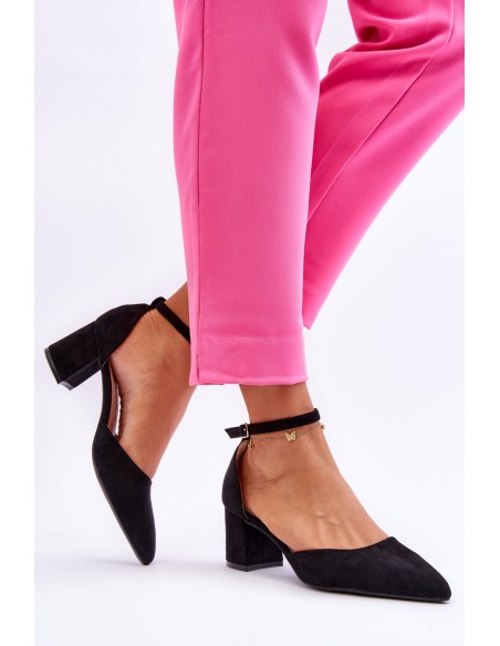 Suede Heel Pumps Black Promise