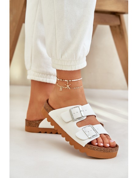 Classic women's slippers Big Star LL274480 white