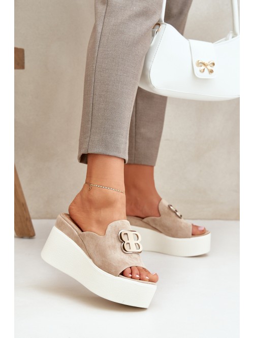 Platform And Wedge Sandals With Decoration Beige Tanonea 2