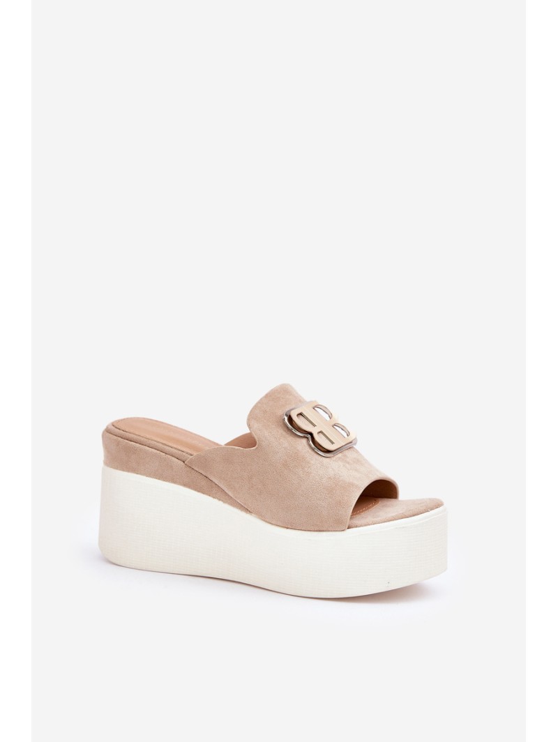 Platform And Wedge Sandals With Decoration Beige Tanonea
