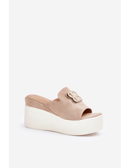 Platform And Wedge Sandals With Decoration Beige Tanonea