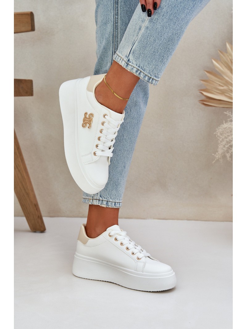 Women's Platform Sneakers White-Beige Temittes