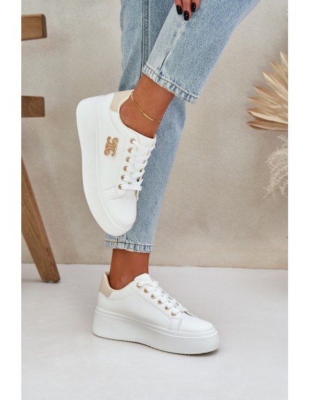 Women's Platform Sneakers White-Beige Temittes