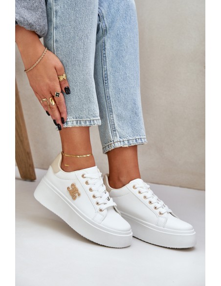 Women's Platform Sneakers White-Beige Temittes