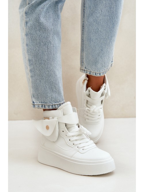 High sneakers with pouch on platform white Saramis