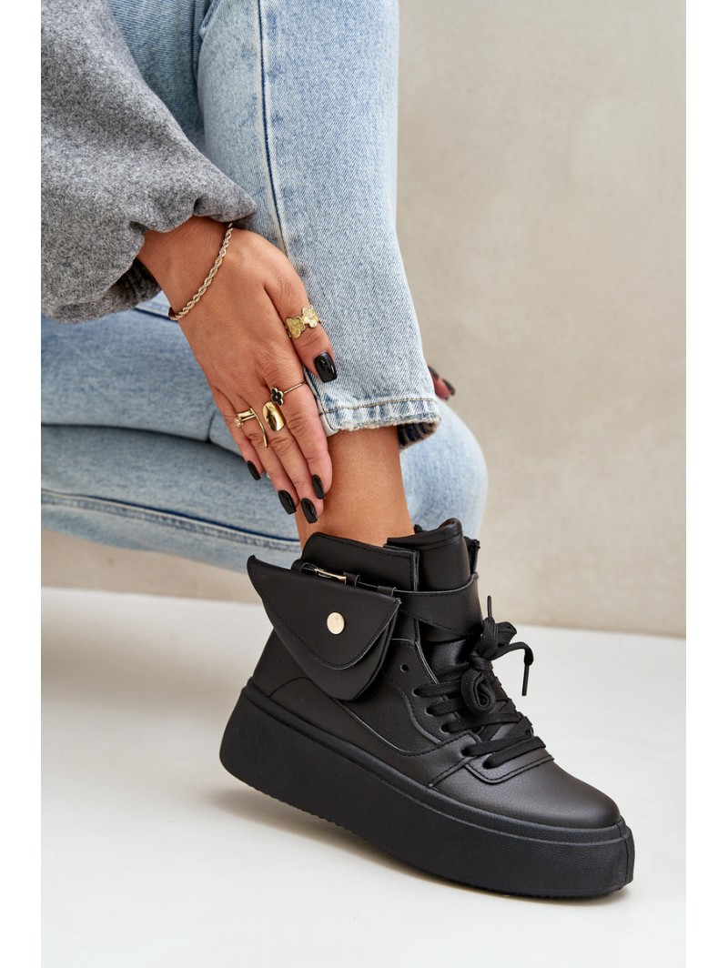 High Sneakers With Pouch On Platform Black Saramis