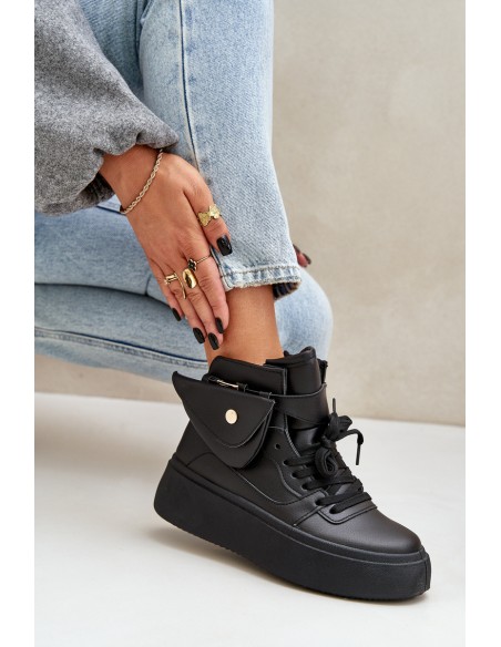 High Sneakers With Pouch On Platform Black Saramis