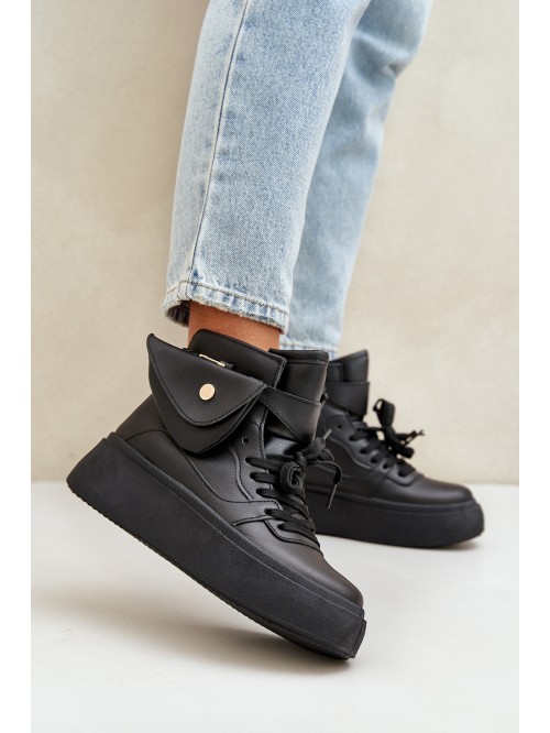 High Sneakers With Pouch On Platform Black Saramis 2