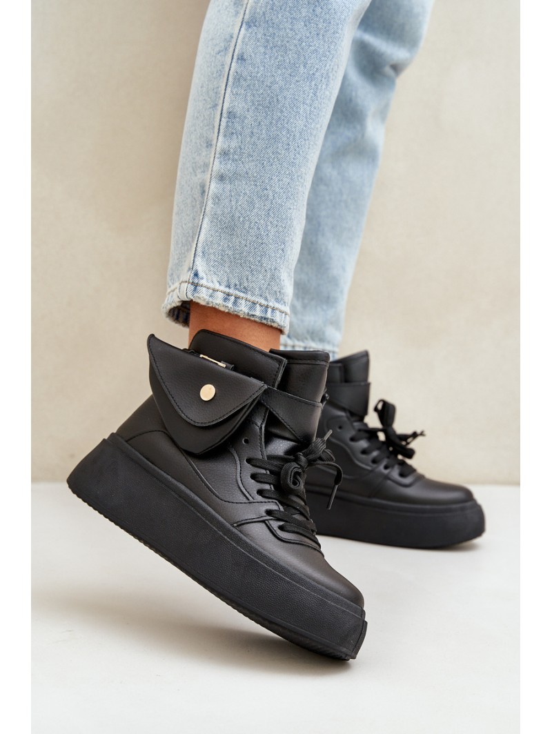 High Sneakers With Pouch On Platform Black Saramis