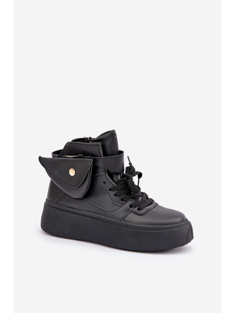 High Sneakers With Pouch On Platform Black Saramis