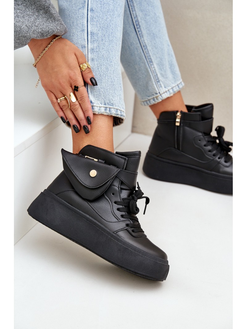High Sneakers With Pouch On Platform Black Saramis