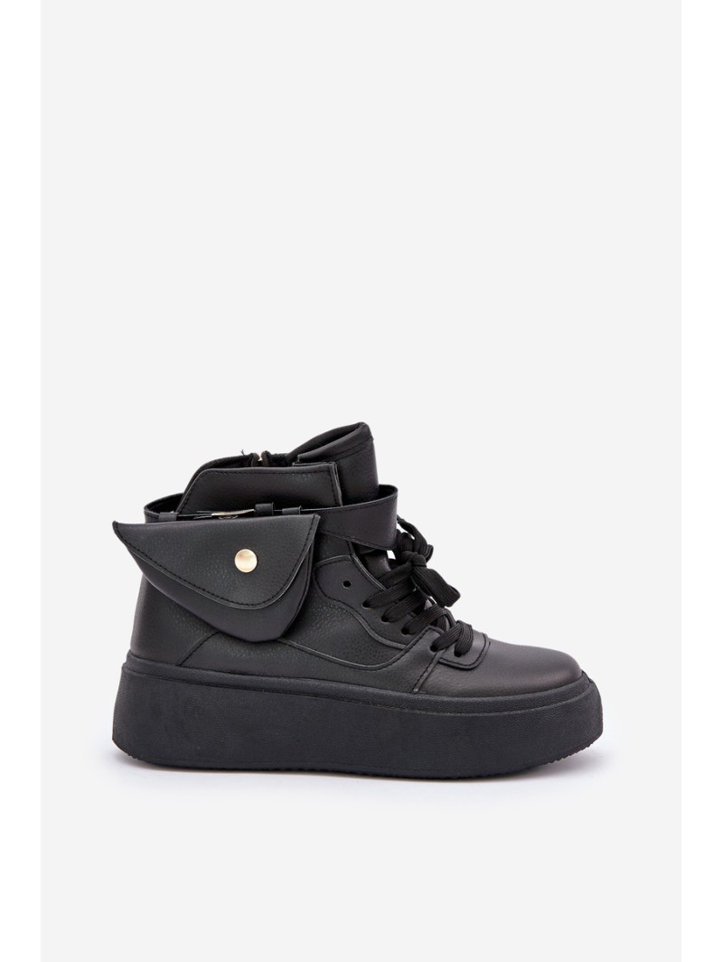 High Sneakers With Pouch On Platform Black Saramis