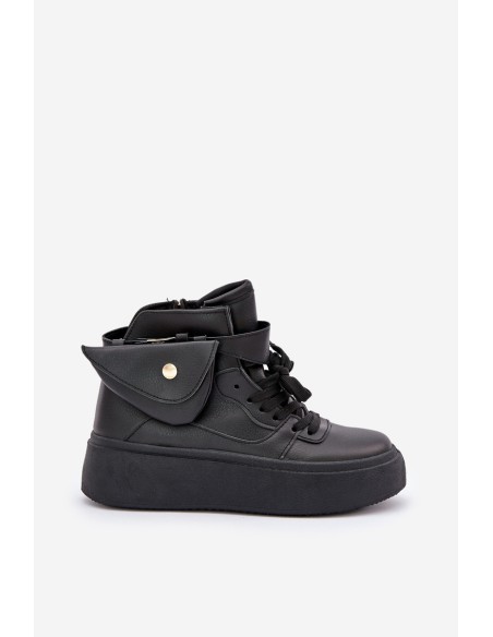 High Sneakers With Pouch On Platform Black Saramis
