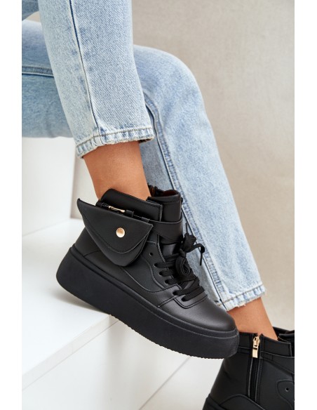 High Sneakers With Pouch On Platform Black Saramis