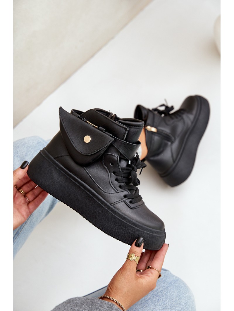High Sneakers With Pouch On Platform Black Saramis