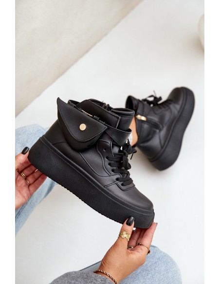 High Sneakers With Pouch On Platform Black Saramis
