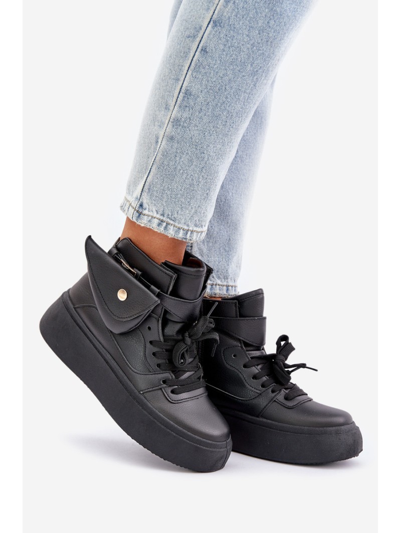 High Sneakers With Pouch On Platform Black Saramis