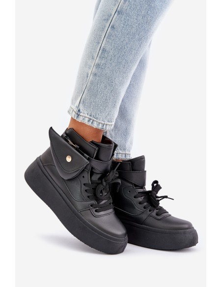 High Sneakers With Pouch On Platform Black Saramis
