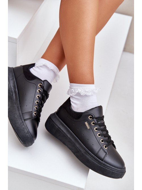 Women's Sneakers On Platform Eco Leather Black Lelandine