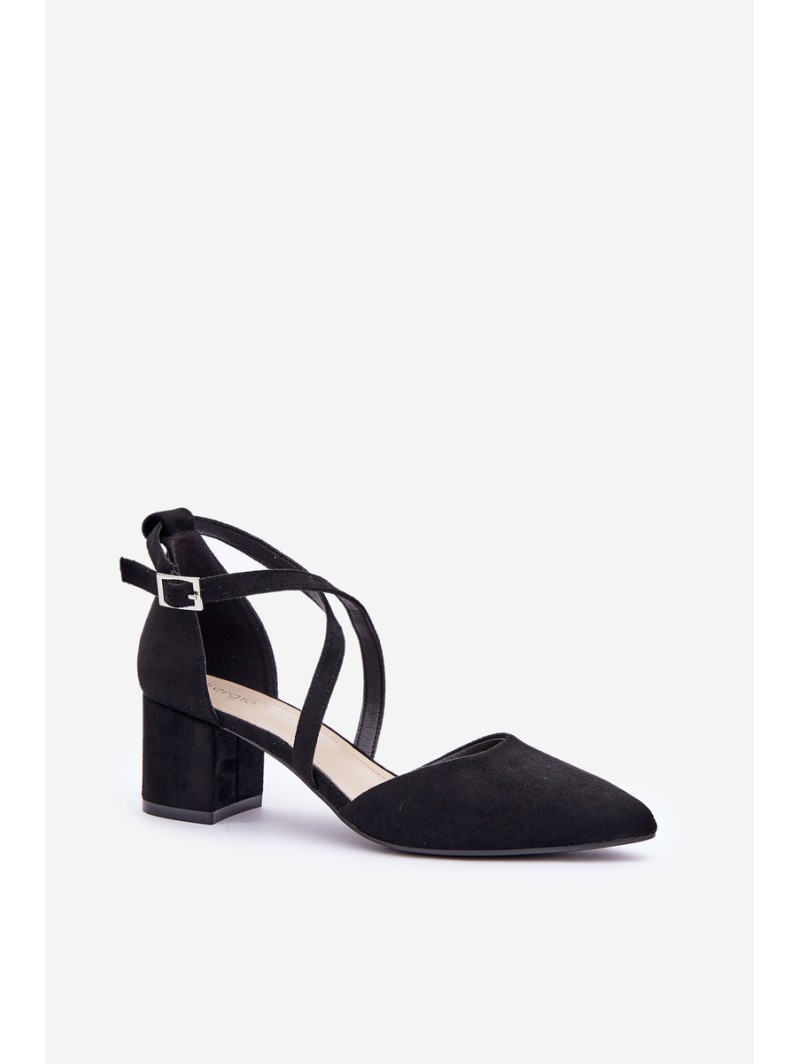 Block Heel Pumps Made of Eco Suede Sergio Leone SK830 Black