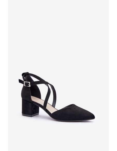 Block Heel Pumps Made of Eco Suede Sergio Leone SK830 Black