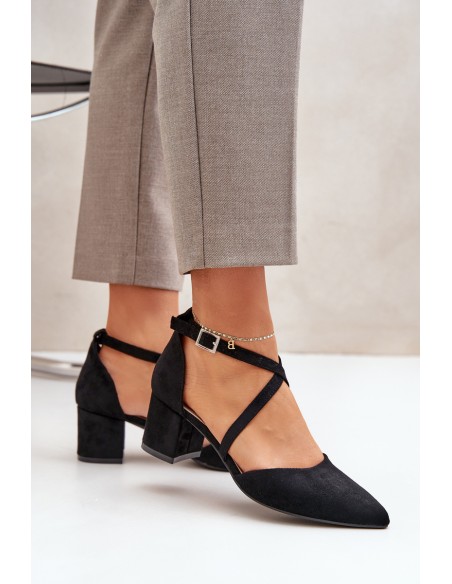 Block Heel Pumps Made of Eco Suede Sergio Leone SK830 Black
